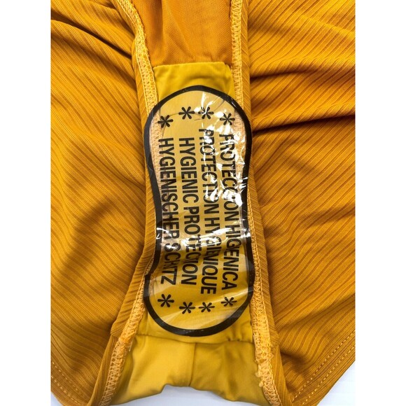 NWT Soncy Bikini Two Piece Swimsuit Tie Detail Ribbed Mustard Yellow Curvy Sz 12 - Picture 7 of 14